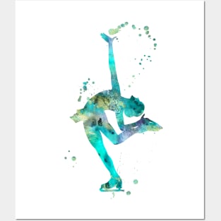 Figure Skating Watercolor Painting 2 Posters and Art